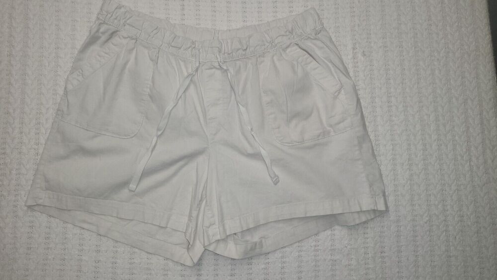 Lane Bryant Drawstring Waist Cream Linen/Rayon Womens Shorts 16
